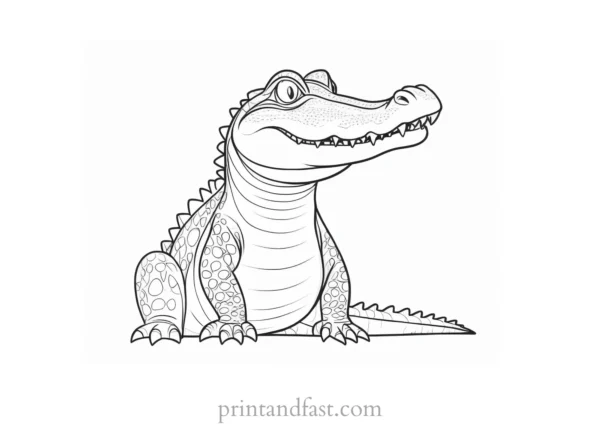 alligator coloring page cute