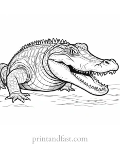 alligator coloring page detailed