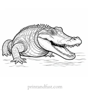 alligator coloring page detailed