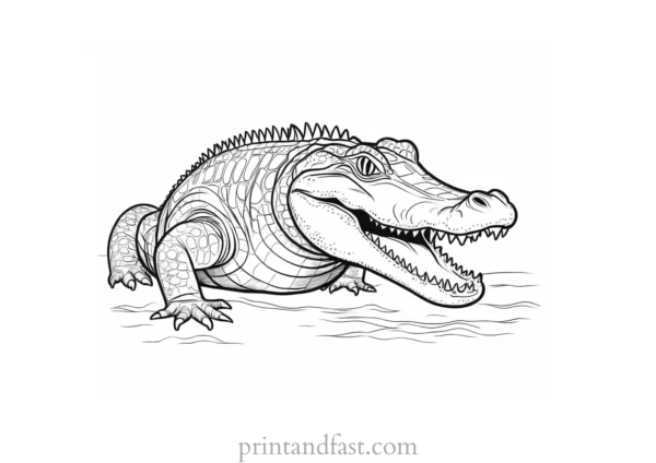 alligator coloring page detailed