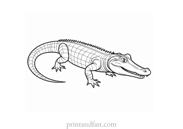 alligator coloring page for kids