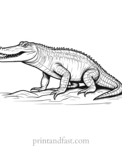 alligator coloring page realistic