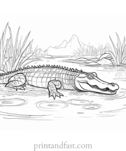 alligator coloring page swamp