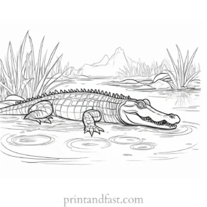 alligator coloring page swamp