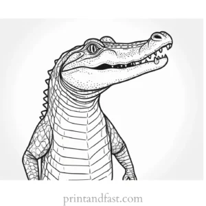 alligator coloring page watercolor