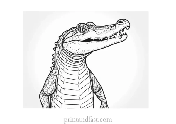 alligator coloring page watercolor