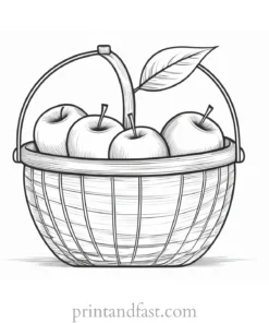 apple coloring page basket