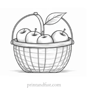 apple coloring page basket