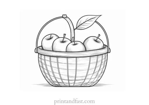 apple coloring page basket