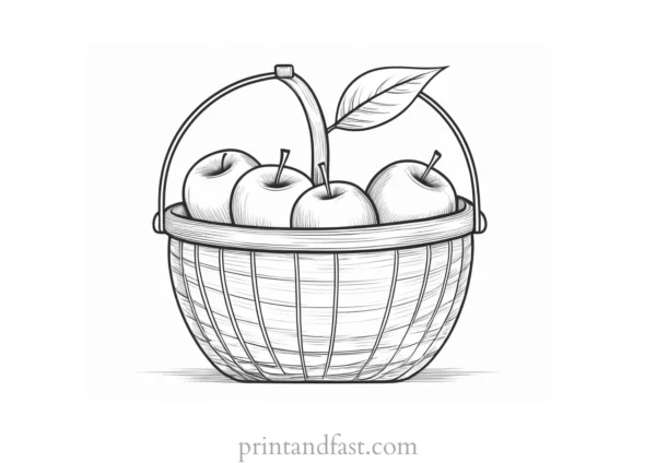 apple coloring page basket