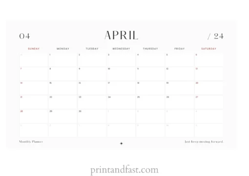 april 2024 calendar printable