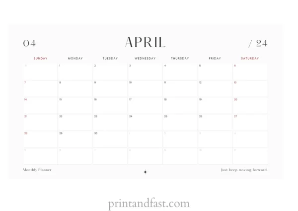 april 2024 calendar printable