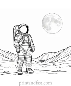 astronaut coloring page moon