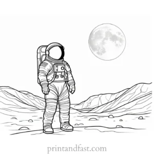 astronaut coloring page moon