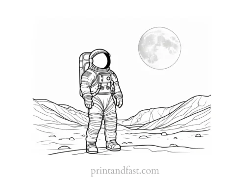 astronaut coloring page moon