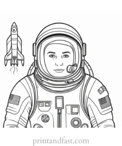 astronaut coloring page rocket