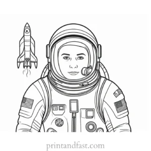 astronaut coloring page rocket