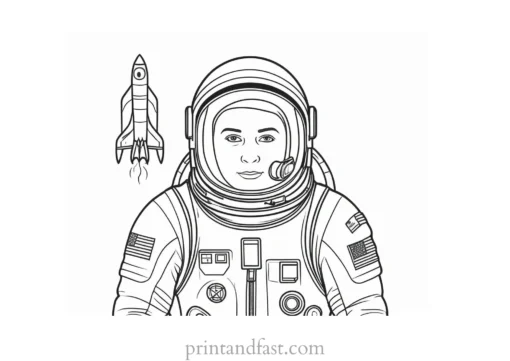 astronaut coloring page rocket