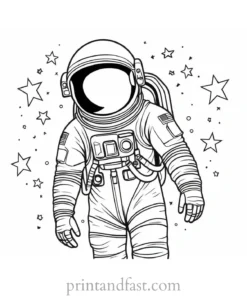 astronaut coloring page stars