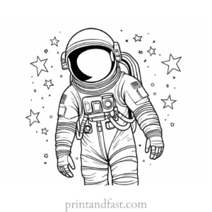 astronaut coloring page stars