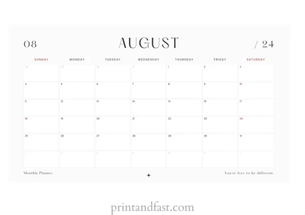 august 2024 calendar printable