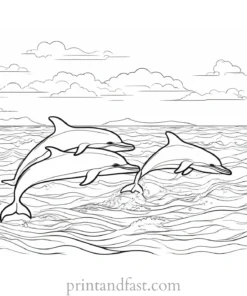 beach coloring page dolphins