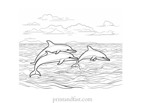 beach coloring page dolphins