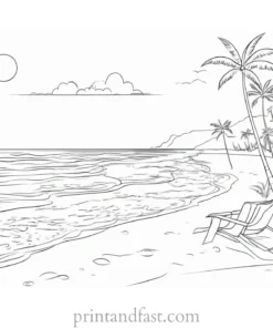 beach coloring page for kids