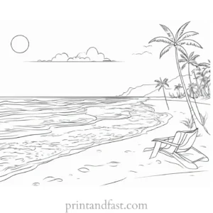 beach coloring page for kids