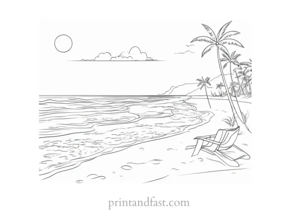 beach coloring page for kids