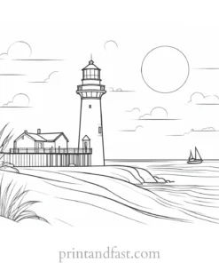 beach coloring page lighthouse