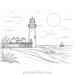 beach coloring page lighthouse