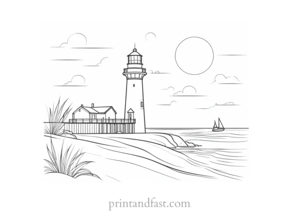 beach coloring page lighthouse