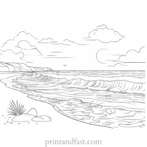 beach coloring page ocean