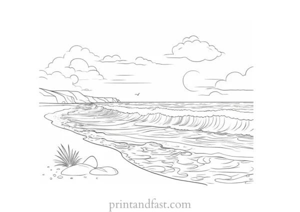 beach coloring page ocean