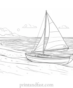 beach coloring page sailing