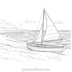 beach coloring page sailing