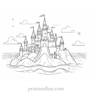 beach coloring page sandcastle