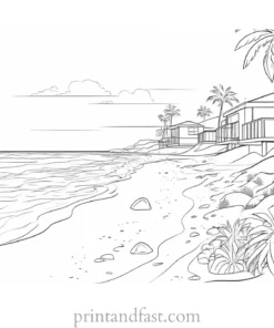 beach coloring page scenery