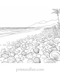 beach coloring page shells