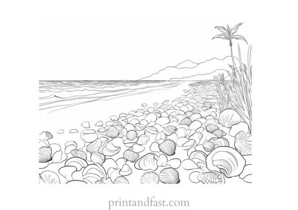 beach coloring page shells