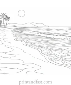 beach coloring page sunset