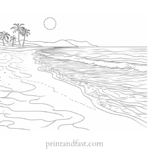 beach coloring page sunset