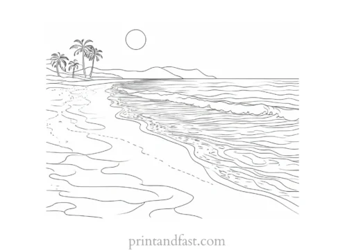 beach coloring page sunset