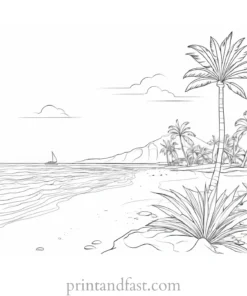 beach coloring page tropical