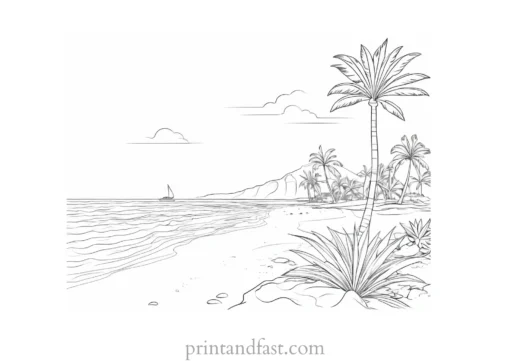 beach coloring page tropical