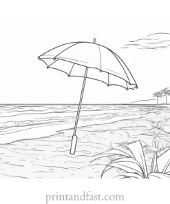 beach coloring page umbrella