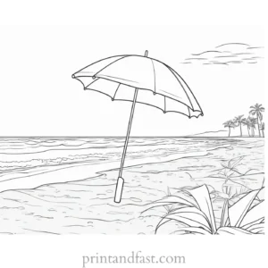 beach coloring page umbrella