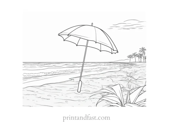 beach coloring page umbrella