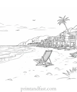 beach coloring page vacation